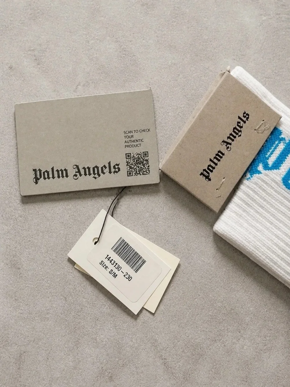 Palm Angels White/Blue Logo Crew Socks Unisex Adults Size S/M 1 Pair